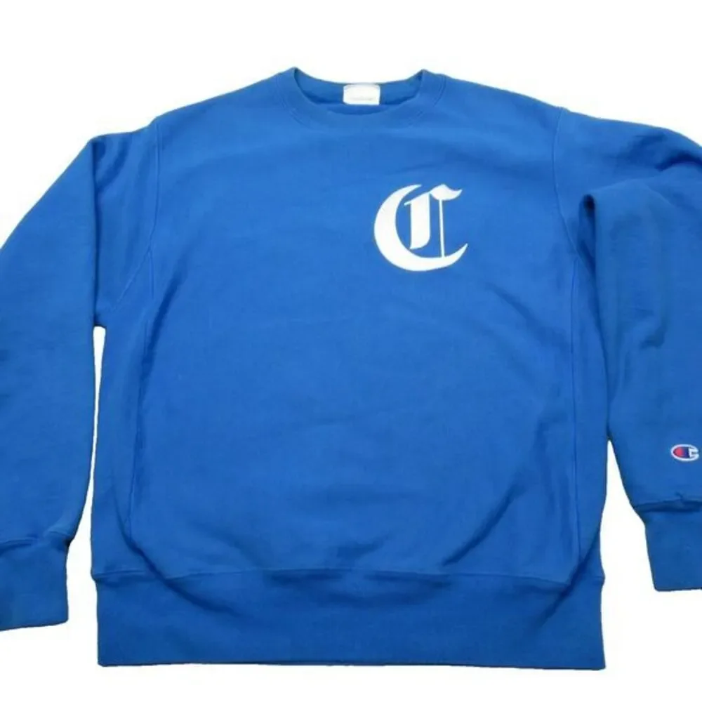Champion Reverse Weave Sweatshirt‎ Mens Medium Royal Blue Crew Fleece RARE - Picture 2 of 13